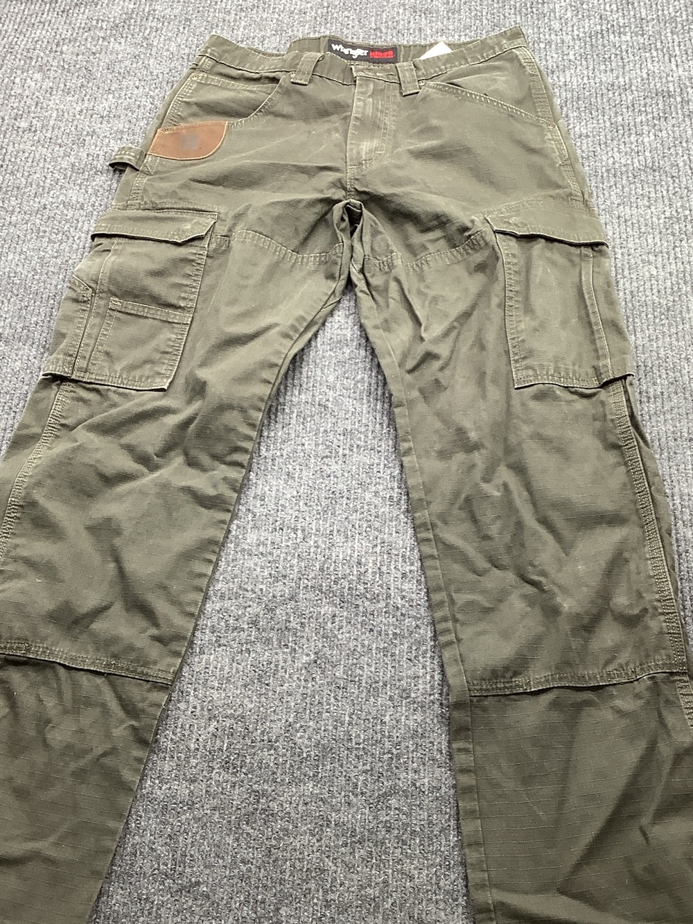 Wrangler Olive Cargo Work Pants with Tool Patch